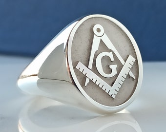 Anillo masónico de plata de ley, anillo de maestro masón