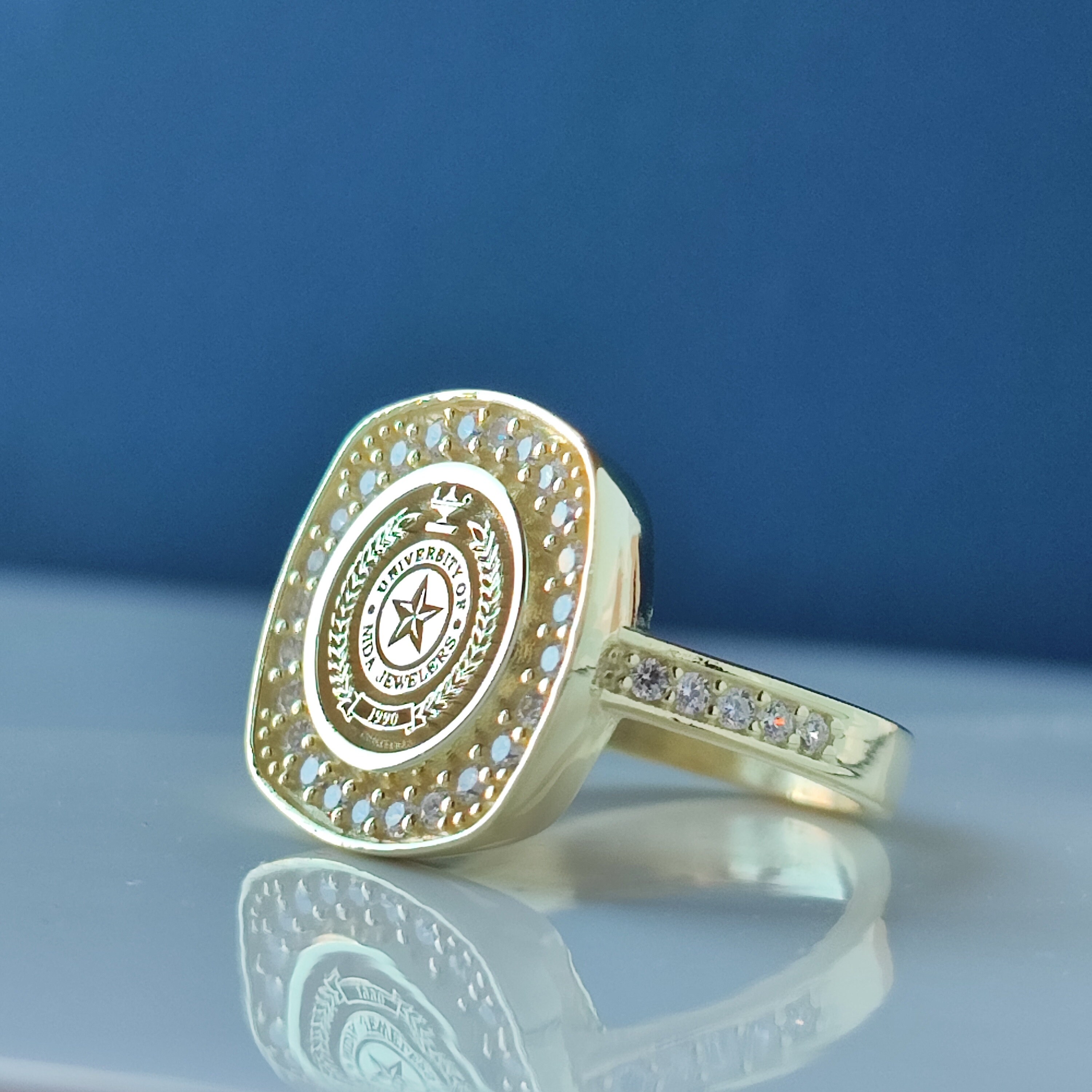 Custom University Ring, Personalized College Ring, School Emblem Ring ...