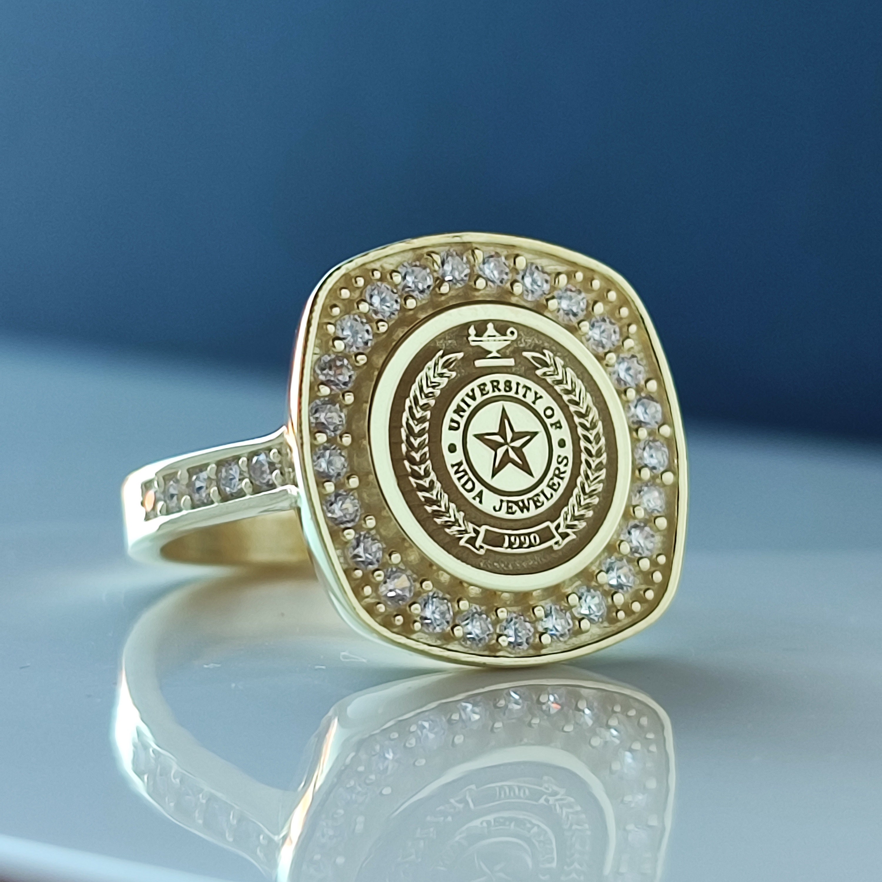 Custom University Ring, Personalized College Ring, School Emblem Ring ...
