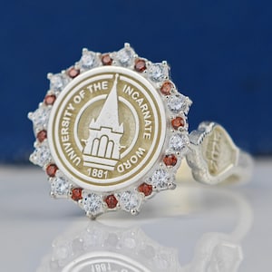 Graduation Class Ring, College Class Ring, University Ring, 14K College Ring, Sterling Silver Class Ring, Custom College Class Ring