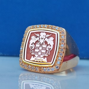 Gold Wappen Siegelring, Weihnachtsgeschenk, Familienwappen Ringe, Benutzerdefinierte Siegelring, Familienwappen Siegelring, personalisierter Schmuck
