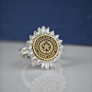 Baguette Stone Sterling Silver College Ring – Personalized University Graduation Ring with Gemstone, Unique Gift for Her