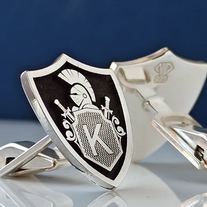 Custom Crest Cufflinks - Personalized Family Coat of Arms Jewelry in Silver or Gold