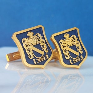 Personalized Family Crest Cufflinks,Gold Custom Coat of Arms Cuff Links,Crest Cufflinks,Wedding Gift for the Groom,Sterling Silver Cufflinks