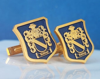 Abotoaduras personalizadas com brasão de família, abotoaduras personalizadas com brasão de armas em ouro, abotoaduras com brasão, presente de casamento para o noivo, abotoaduras de prata esterlina