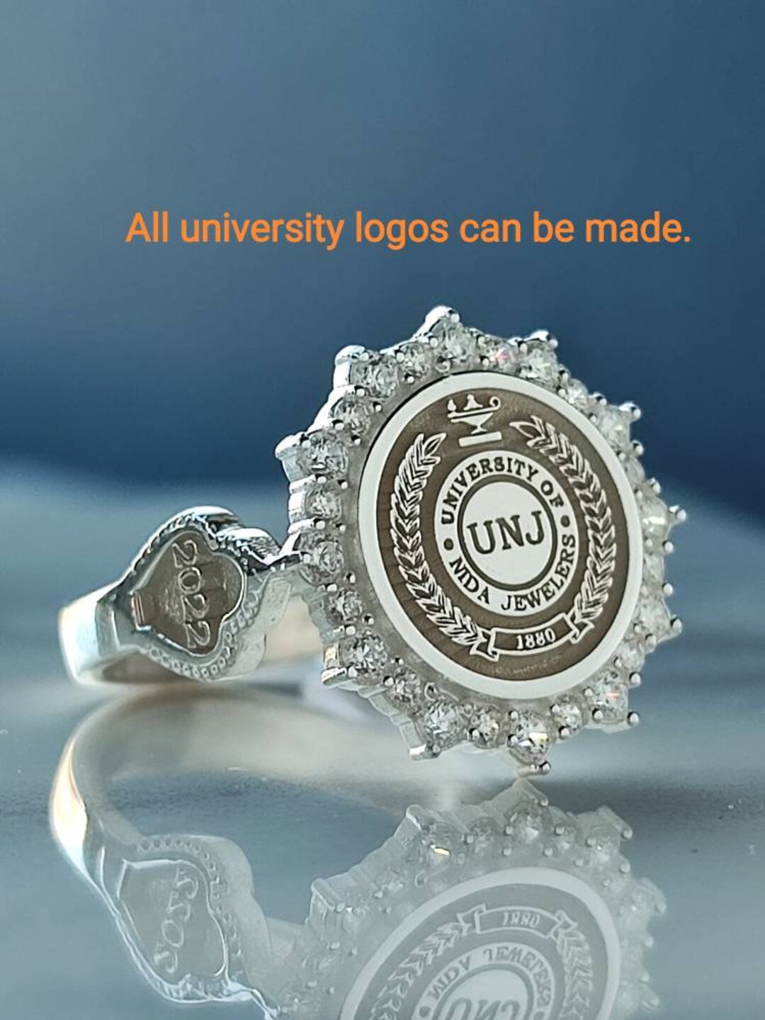 Custom Sterling Silver Graduation Ring, Class Ring, University Logo - Etsy