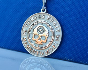 Memento Mori - Amor Fati Silver Neckace,Personalized Memento Mori Pendant,Dainty Amor Fati Jewelry,Skull Coin Pendant, Stoic Silver Necklace