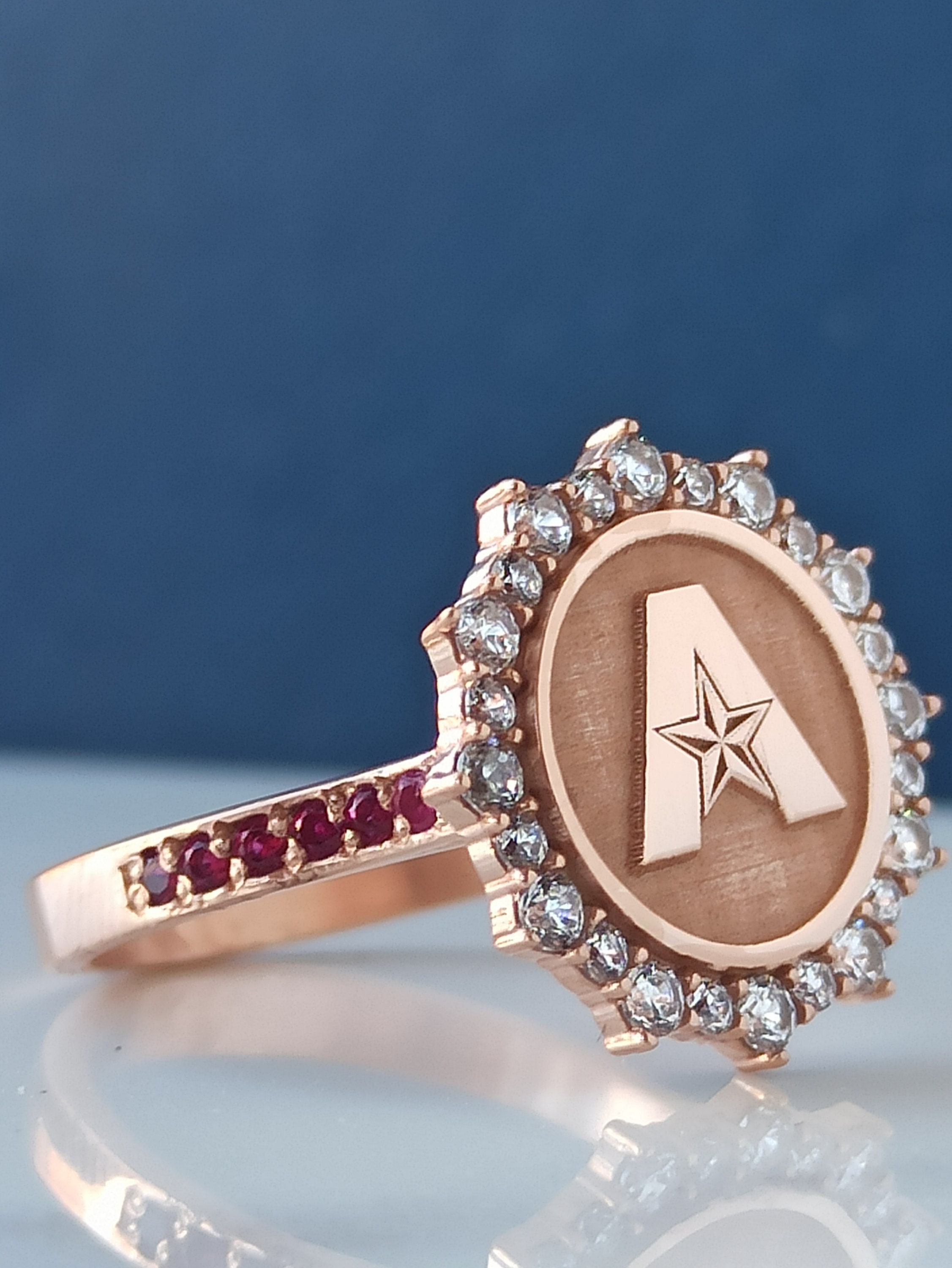 Rose Woman Ring , Woman College Ring , Univrsity Ring , College Ring  , Gold Ring , Stone Ring , Graduation Ring , Noel Gify , Personalized