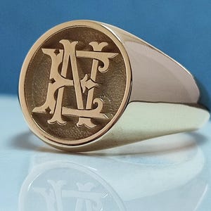 Anillo con monograma personalizado: elegante anillo con sello con iniciales para hombre: regalo personalizado para esposo o novio, anillo con sello con iniciales personalizado