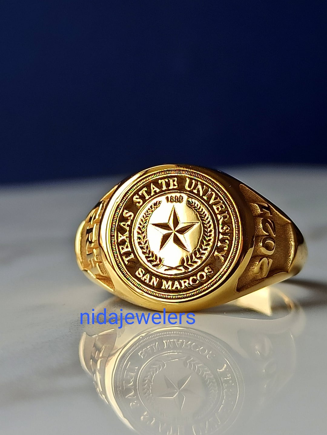 Personalized Sterling Silver Signet Ring, University Class Ring - Etsy
