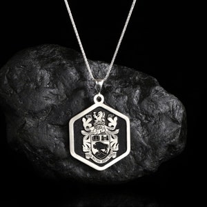 Custom Coat of Arms Crest Necklace - Personalized Family Jewelry in Silver or Gold