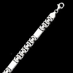 Flat Byzantine Silver Men Chain Necklace, Sterling Silver Byzantine Euro Chain Necklace, Mens Large Euro King Chain Necklace, Men Gift Chain