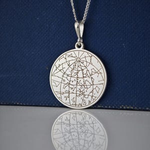Collana con mappa stellare in argento personalizzata, ciondolo astronomico personalizzato, gioielli con costellazioni, regalo con mappa celeste, anniversario, regalo di compleanno