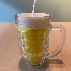 homemade rapeseed wax beer glass 0.3 candle yellow-natural
