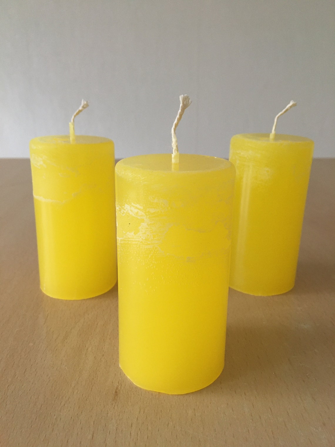 Homemade Paraffin Wax Cylinder Candle Yellow Etsy