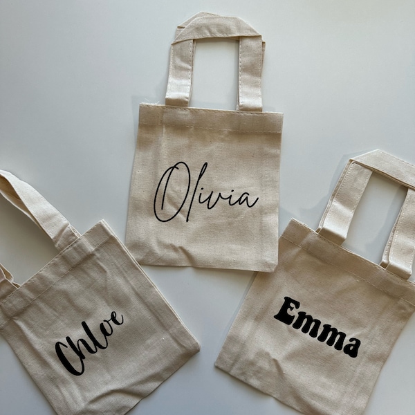 Mini Tote Bag Natural | Bridesmaid Personalized Tote Bag | Small Tote | Gifts for Her | Canvas Bag | Birthday gifts | Kid/Children Tote Bags