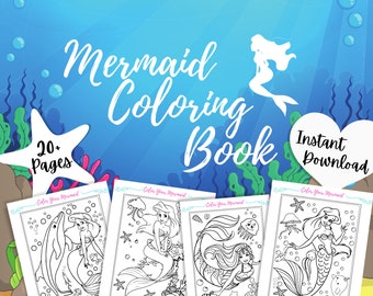 Mermaid Coloring Book Pages/Digital/Instant Download