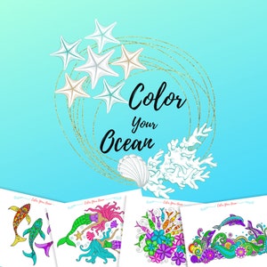 Coloring Book Pages - Color Your Ocean/Digital/Instant Download
