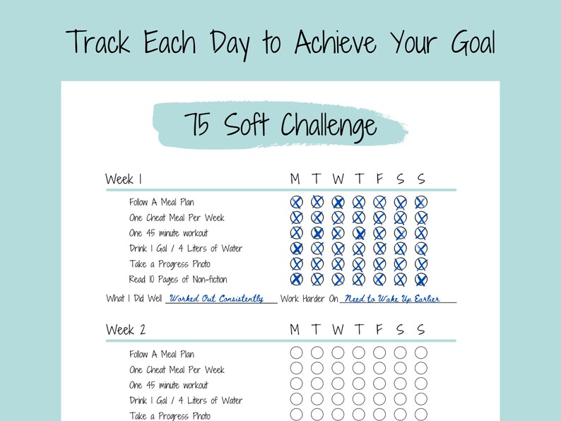 75 Soft Challenge Tracker Printable Habit Tracker BUNDLE 75soft