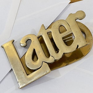 Vintage Brass &quot;Later&quot; Paper Clip: Office Desk Decor