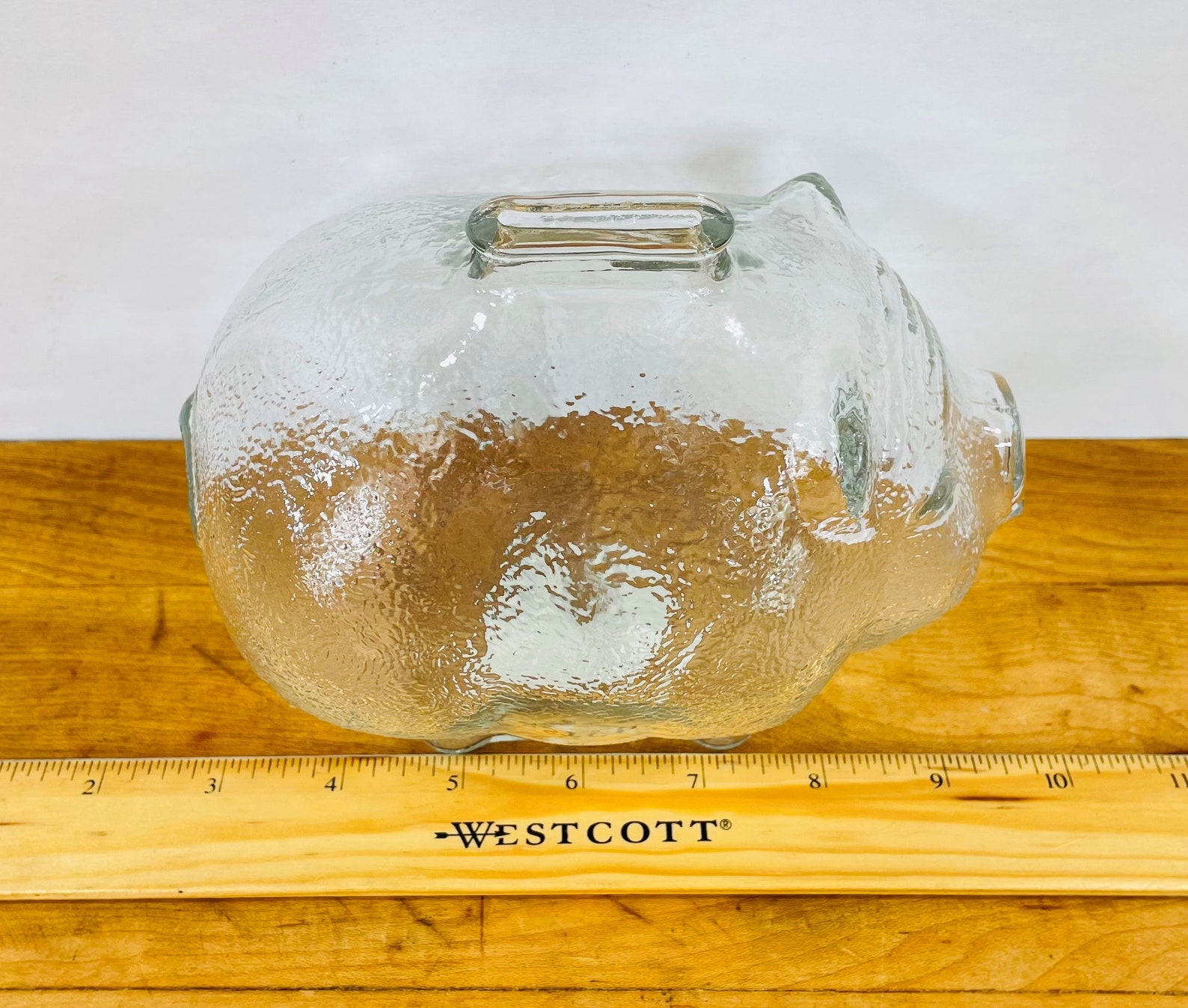 Vintage Anchor Hocking Clear Glass Piggy Bank Etsy