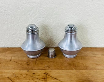 Aluminum Salt and Pepper Shakers with Reiner Products Never Klogg Metal Tops