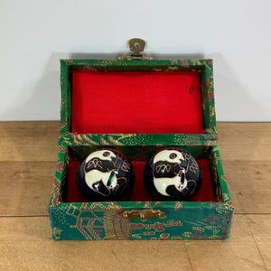 Panda Cloisonné Baoding Balls: Chinese Musical Stress Balls in Box