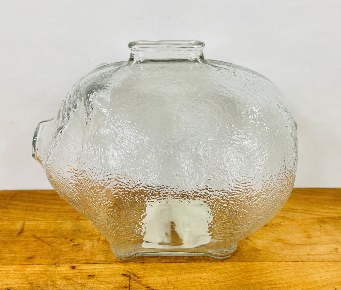 Vintage Anchor Hocking Clear Glass Piggy Bank Etsy