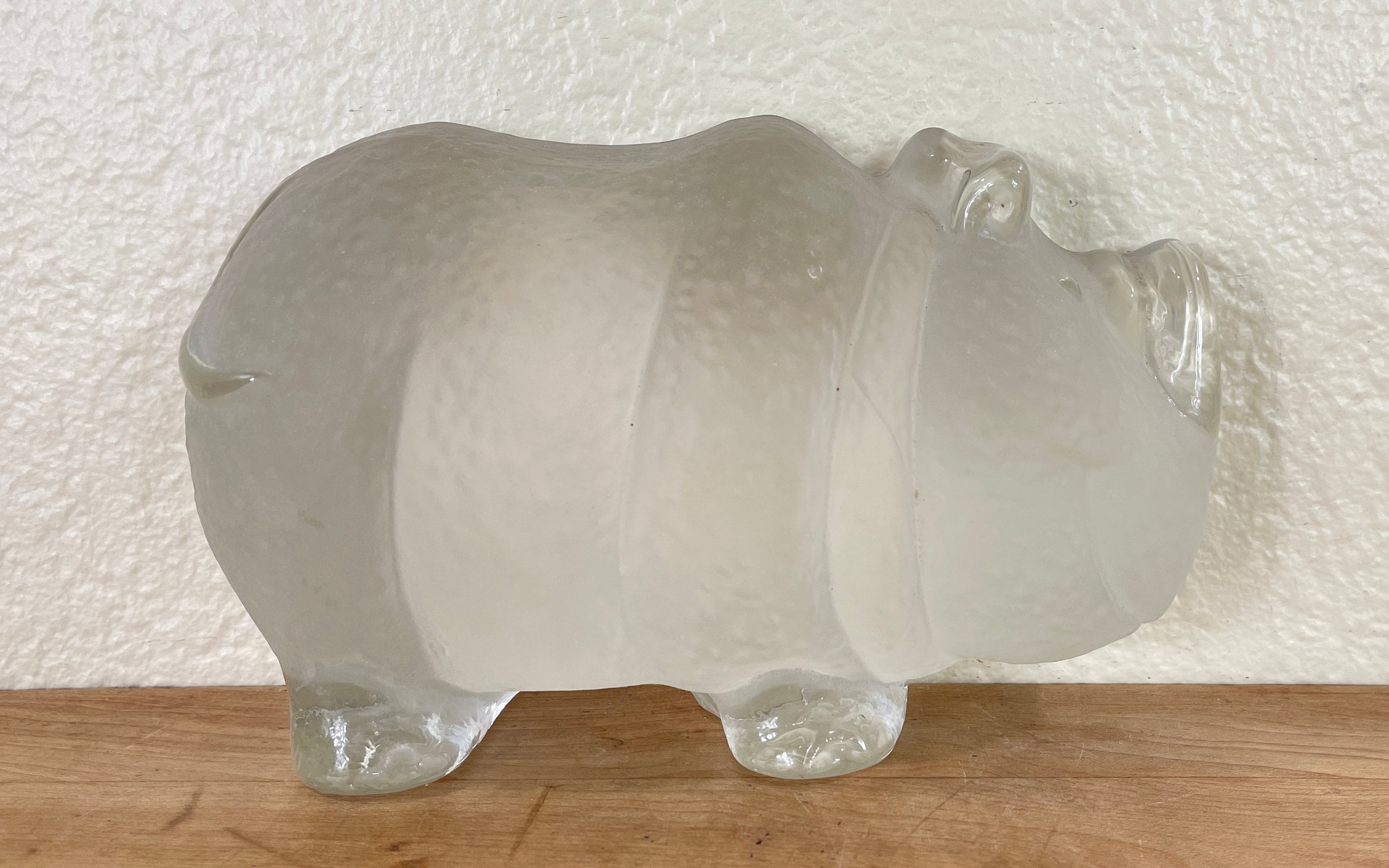 Clear Glass Rhino by Viking Art Glass, Clear and Frosted Glass