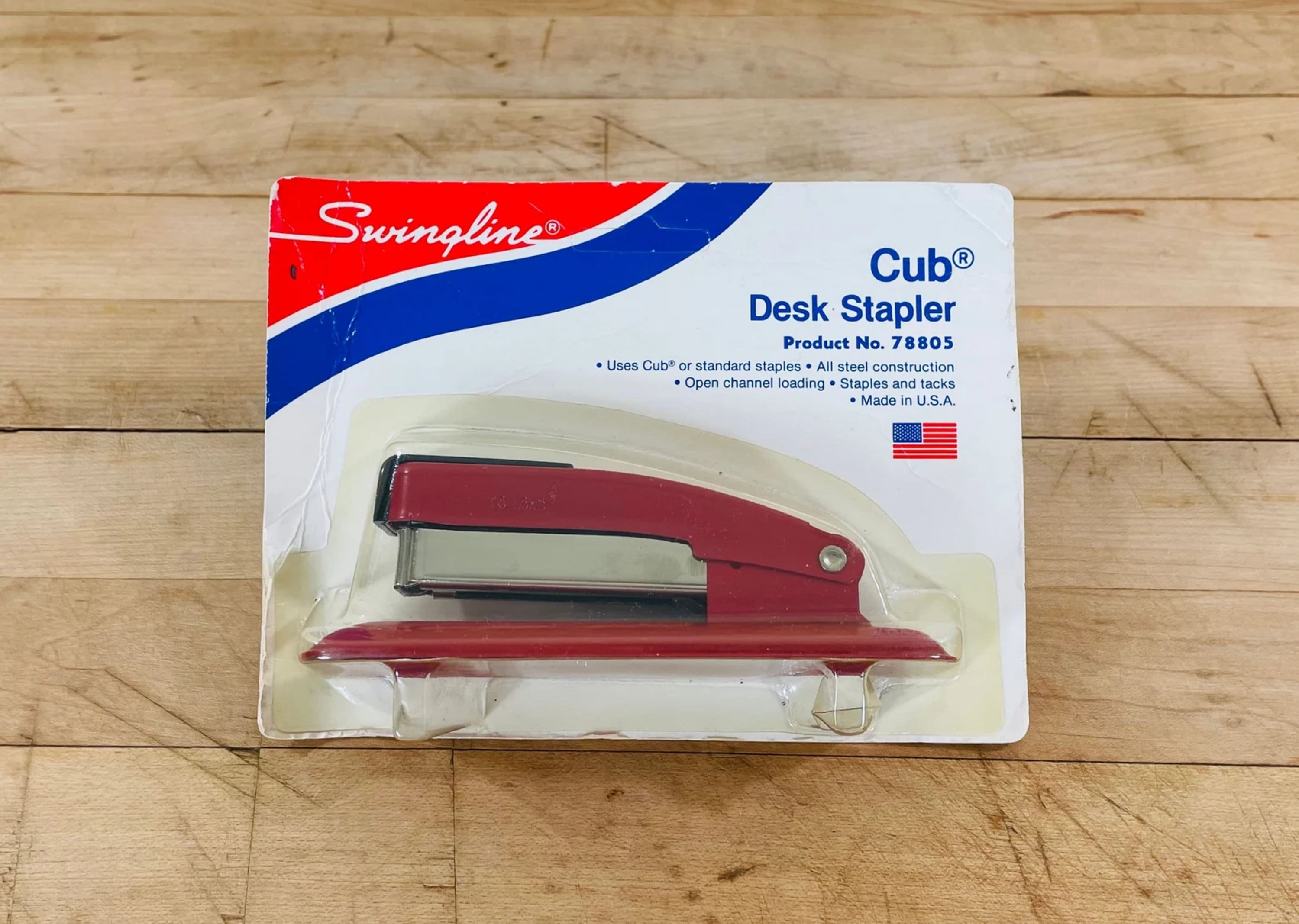 Red Cub Desk Stapler by Swingline, Steel Stapler Made in Long Island City,  NY USA Unused in Original Packaging With Partial Box of Staples 