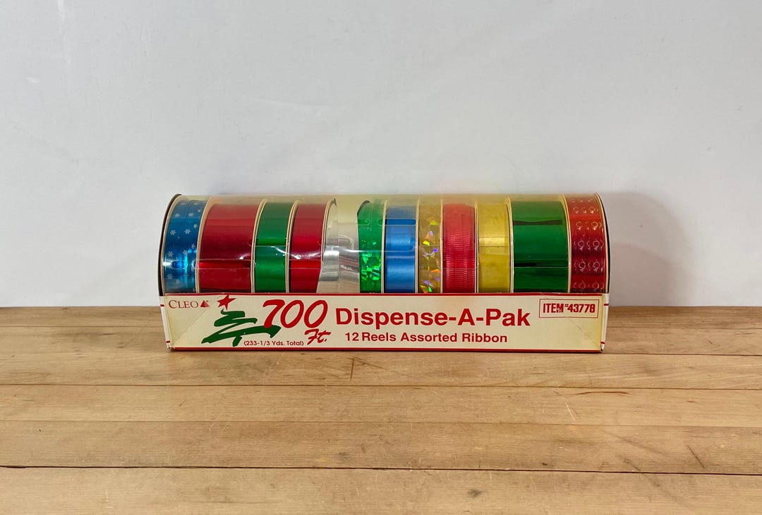 CLEO Vintage Christmas Ribbon Dispense-a-pak, 700 Foot Package, 12 ...
