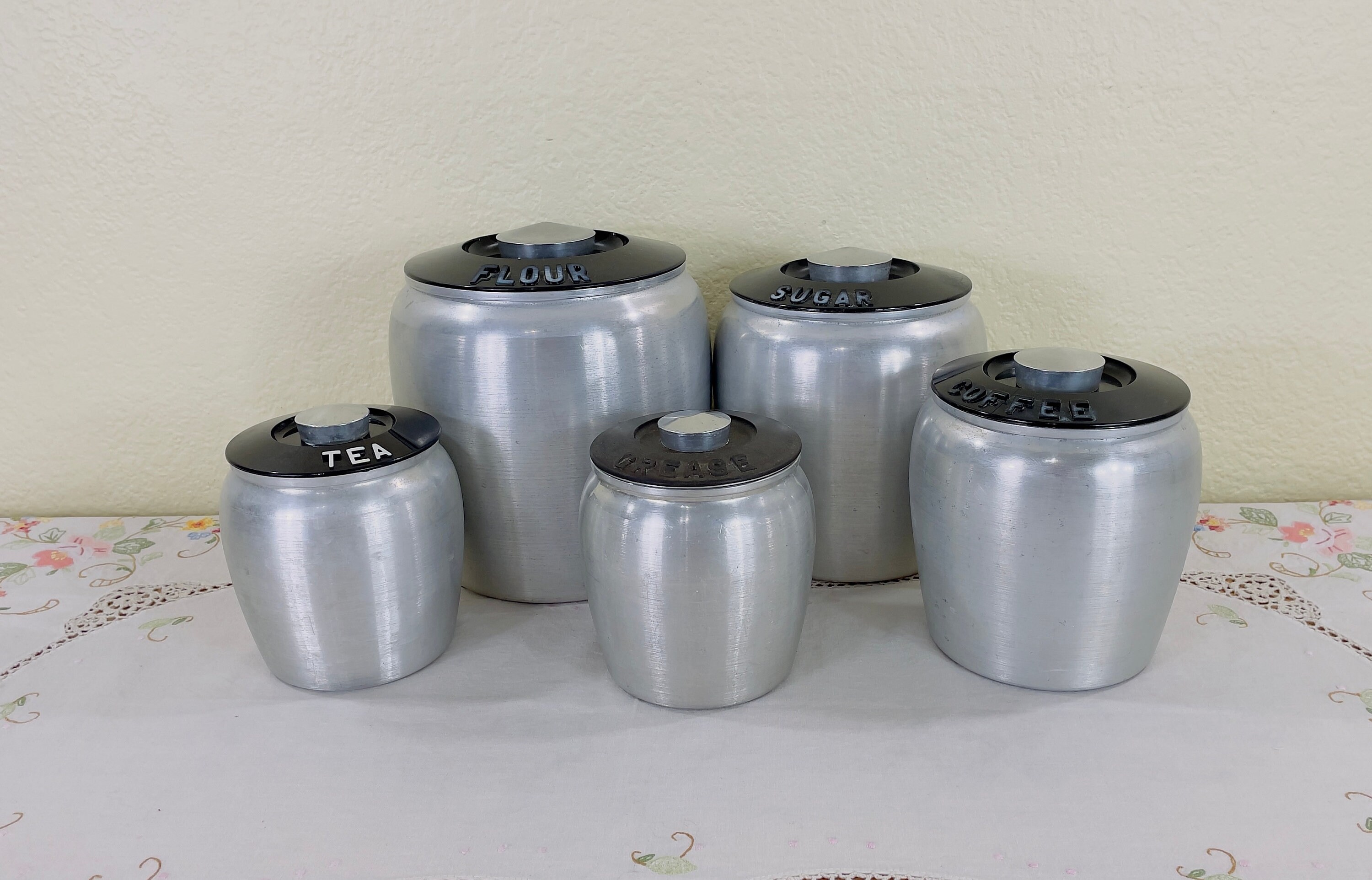 Vintage Canister Kromex Rose Gold Copper Colored Aluminum Grease