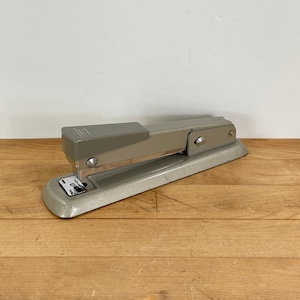 Grey Office / Desk Stapler by Sears, Working Metal and Plastic Stapler, Desk Top Stapler, Takes Standard Size Staples, Staples and Tacks