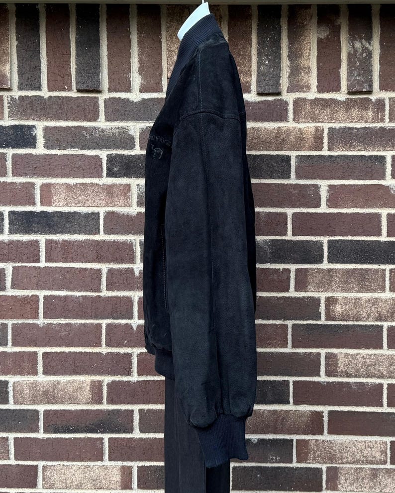 Joe Camel Black Suede Bomber Jacket, Tag Size XL image 4