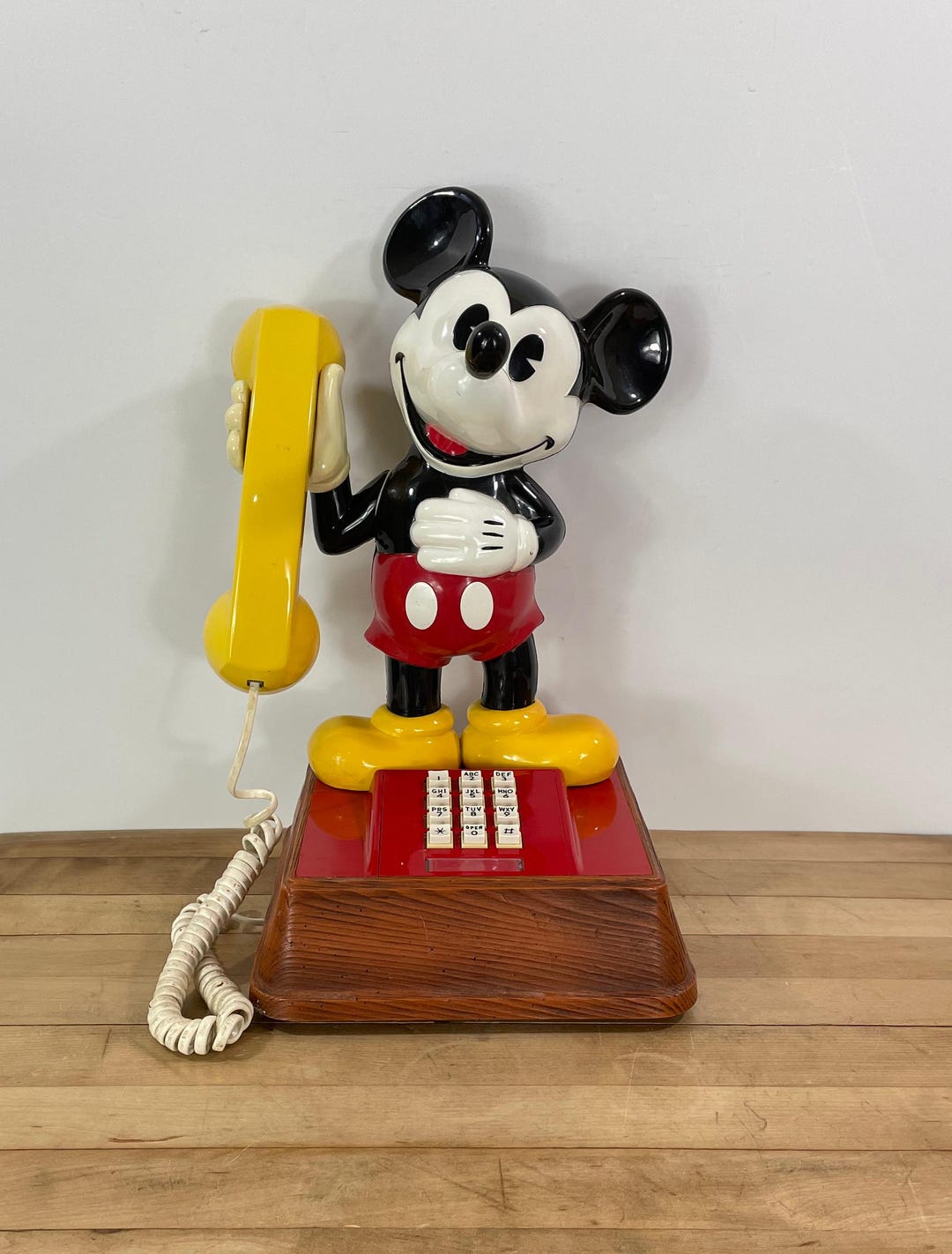 As is - Untested 70s Mickey Mouse Push Button Land Line Telephone
