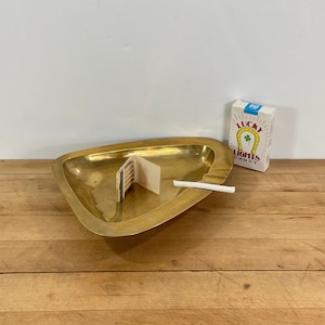 Brass Ashtray, Triangular Shaped Solid Brass Cigar Size Ashtray, Made in India