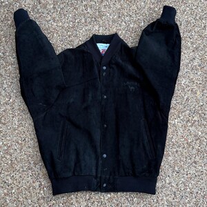 Joe Camel Black Suede Bomber Jacket, Tag Size XL image 8