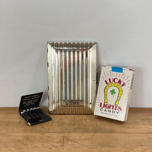 Metal Cigarette Case With Monogrammed Front and Back by Elgin American, Made in USA