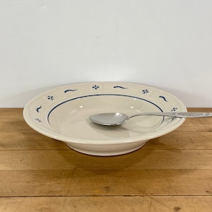 Longaberger Woven Traditions Classic Blue 8&quot; Flat Rim Soup Bowl