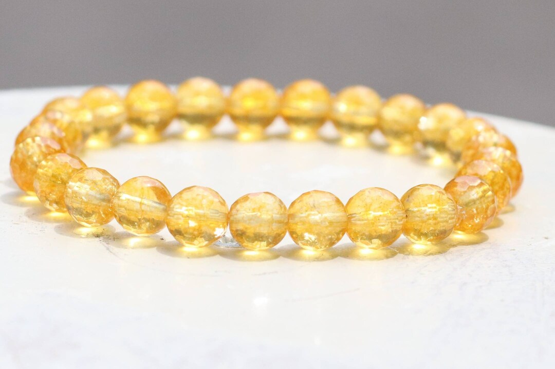 Yellow Unisex Citrine 8Mm Round Bead Bracelet at Rs 899/piece in