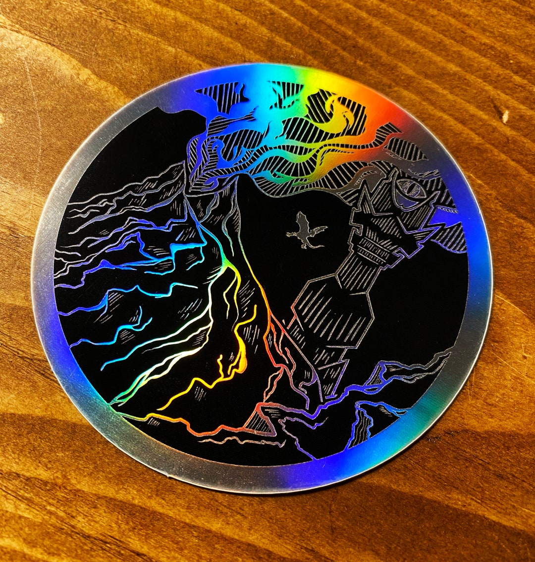 Mount Doom & Mordor the Lord of the Rings Holographic Vinyl Sticker J.R ...
