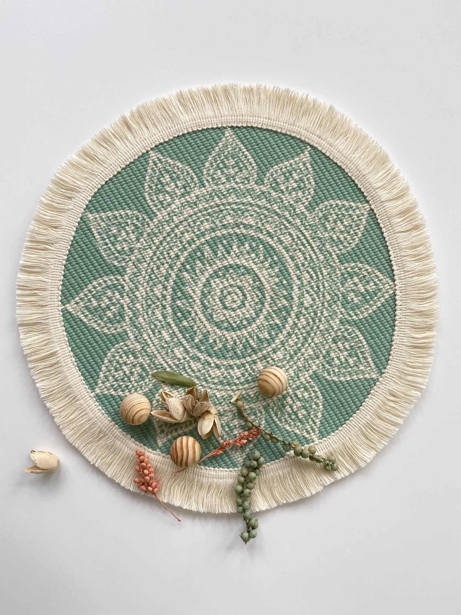 Woven Cotton Placemat With Tassel Pink Green Blue Etsy UK