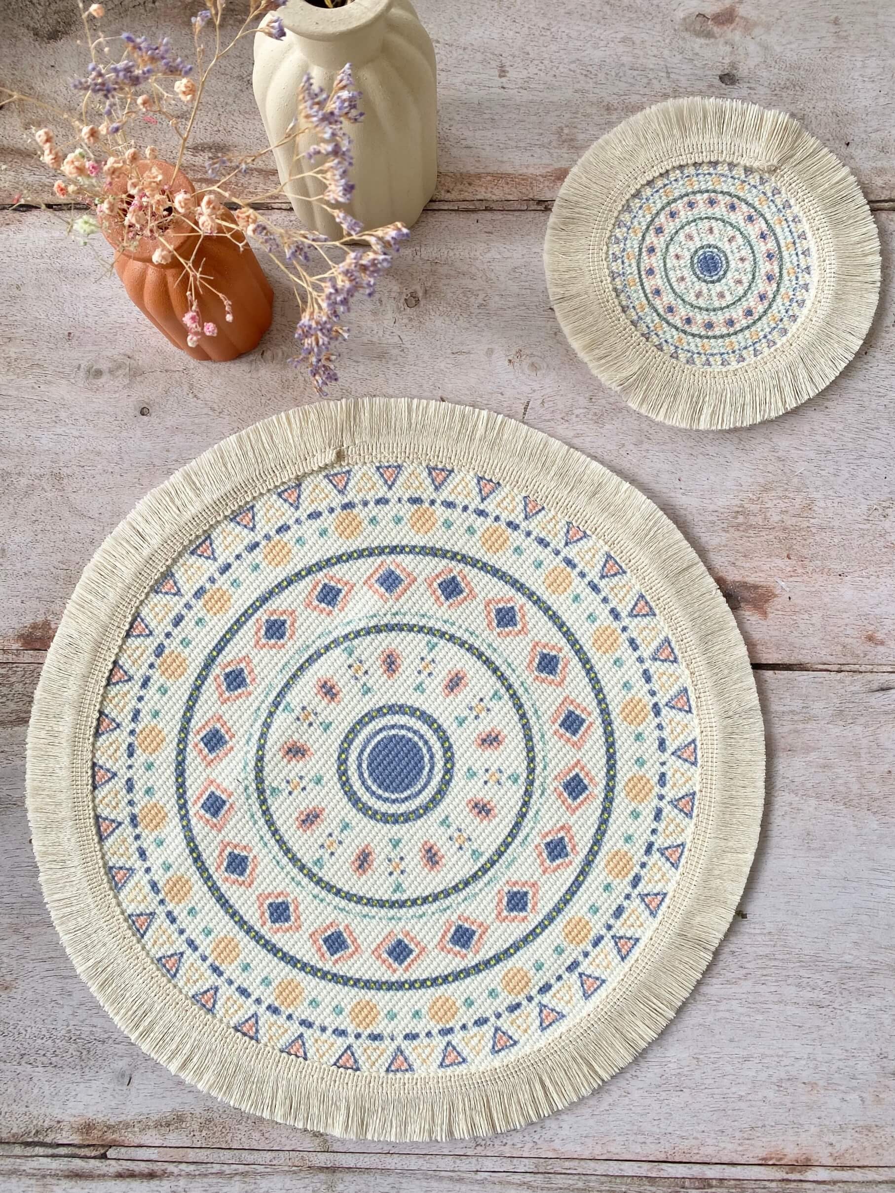 Woven Cotton Placemat With Tassel Woven Cotton Coaster With Etsy UK