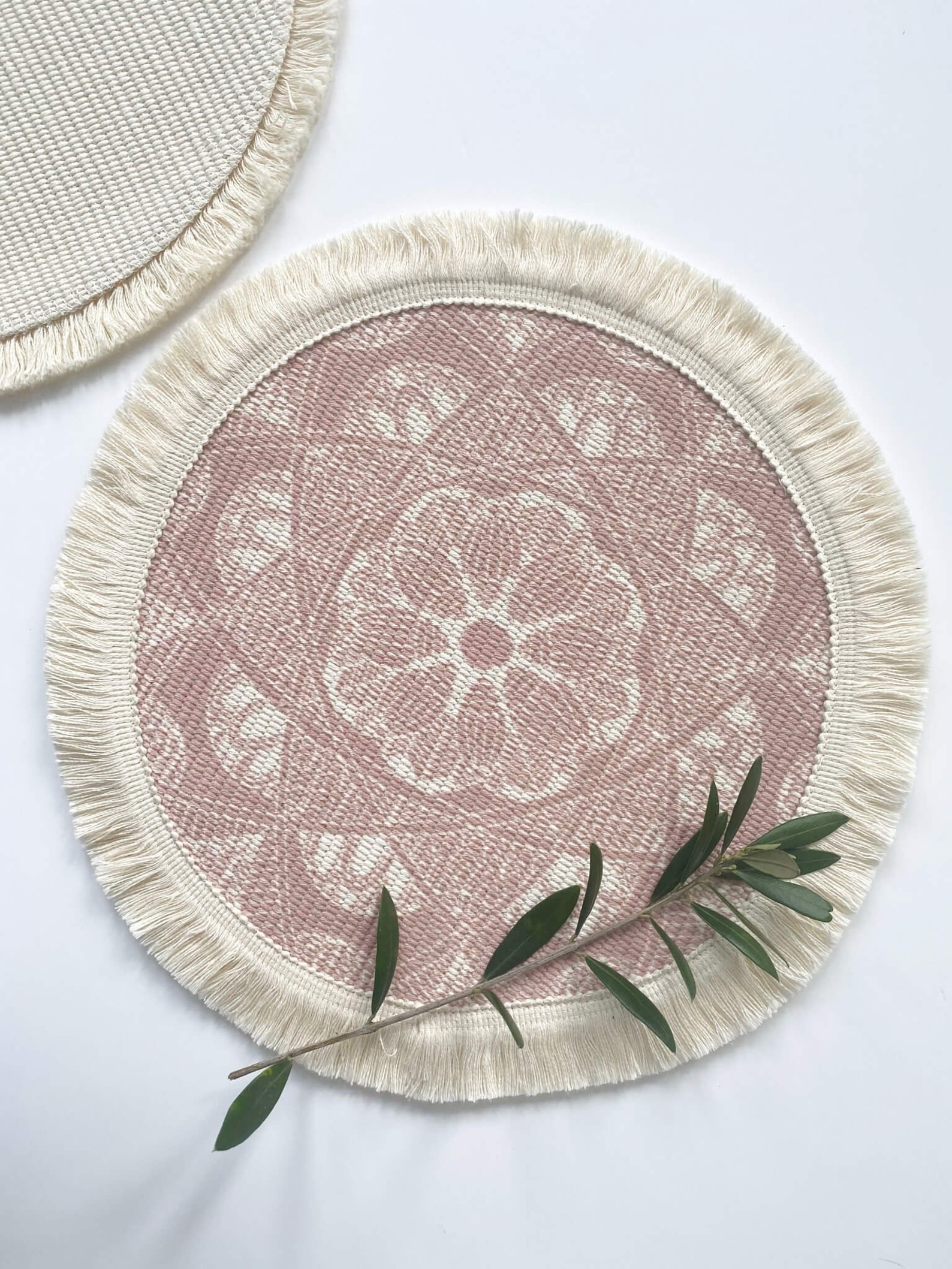 Woven Cotton Placemat With Tassel Pink Green Blue Etsy UK