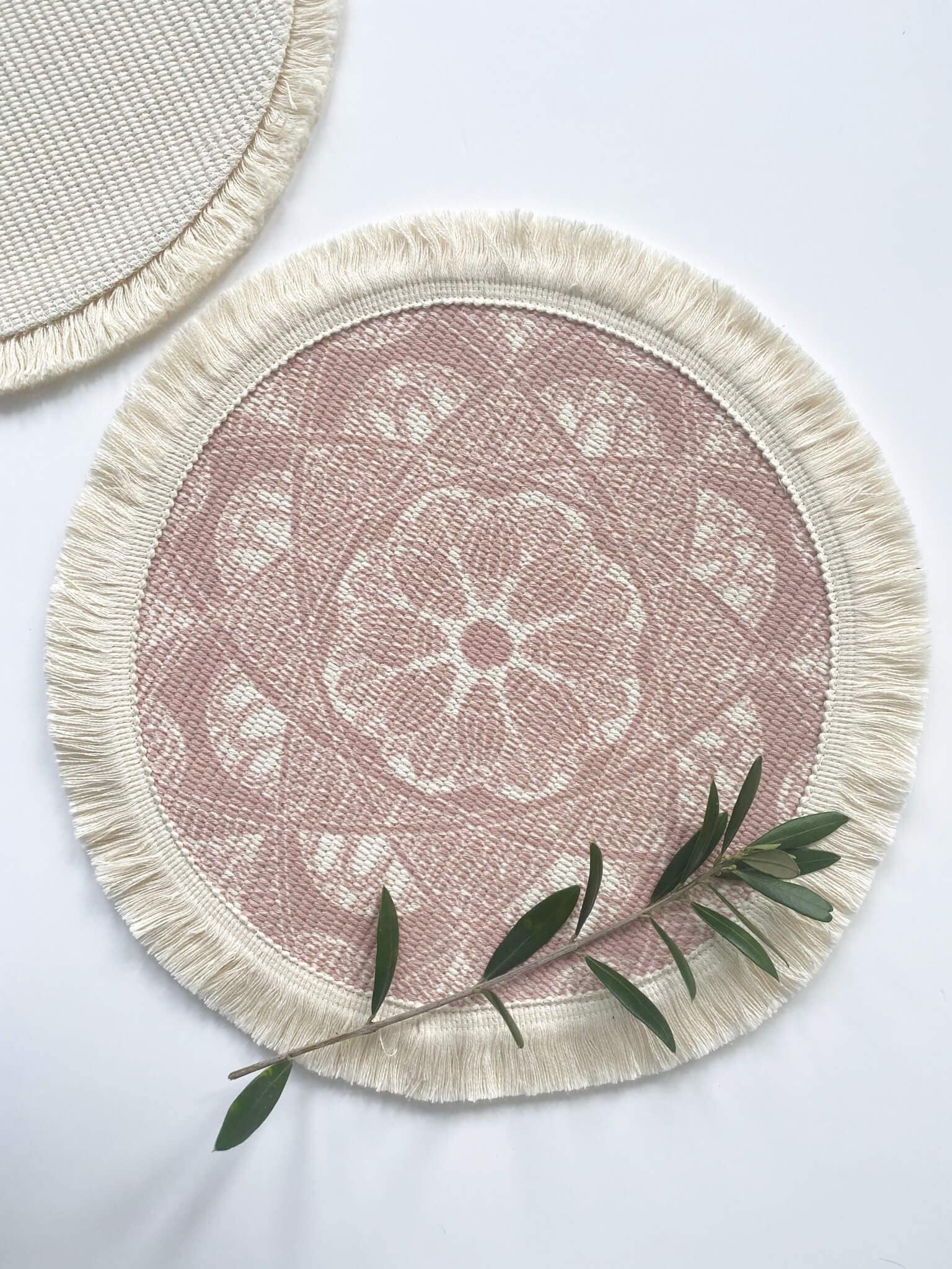 Woven Cotton Placemat With Tassel Pink Green Blue Etsy UK