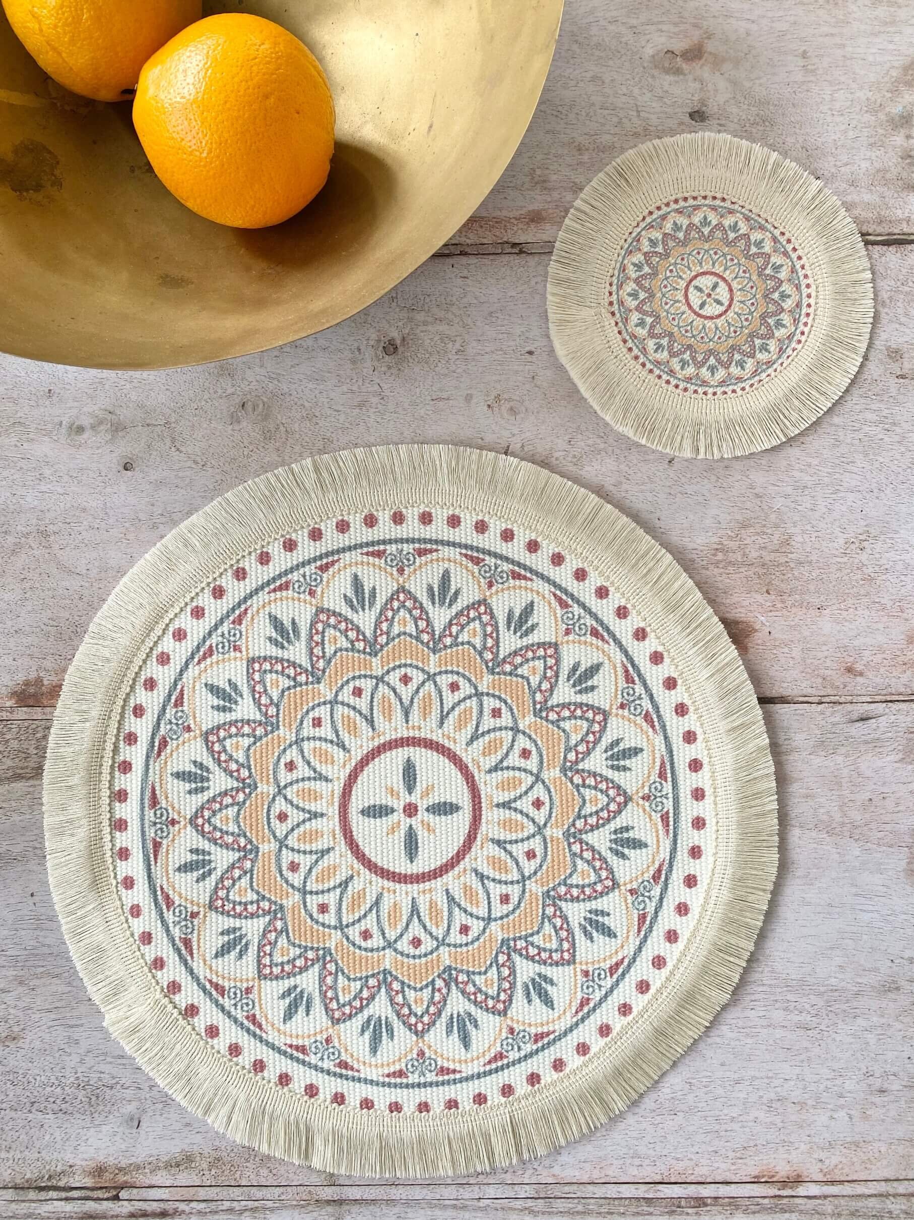 Woven Cotton Placemat With Tassel Woven Cotton Coaster With Etsy UK