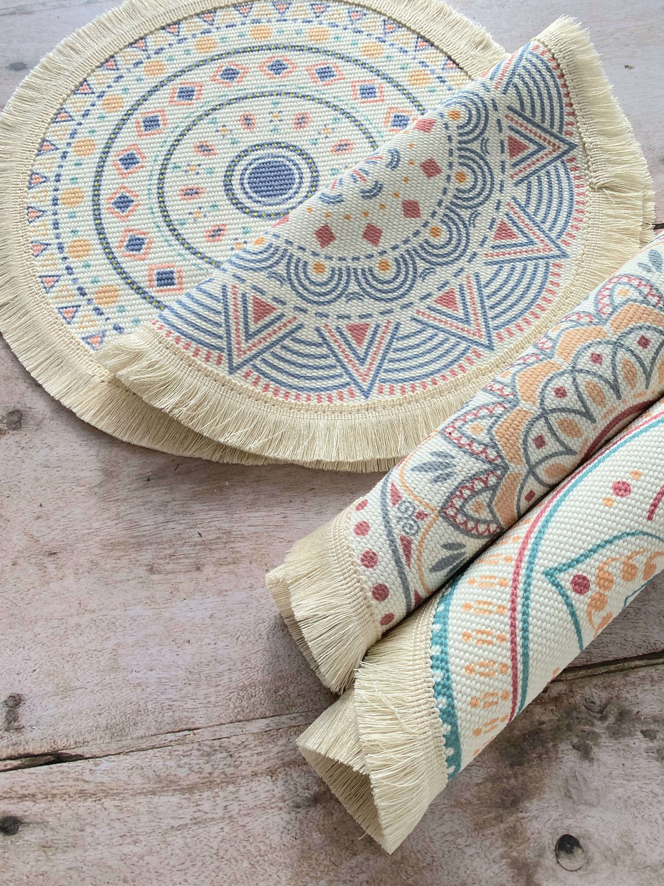 Woven Cotton Placemat With Tassel Woven Cotton Coaster With Etsy UK