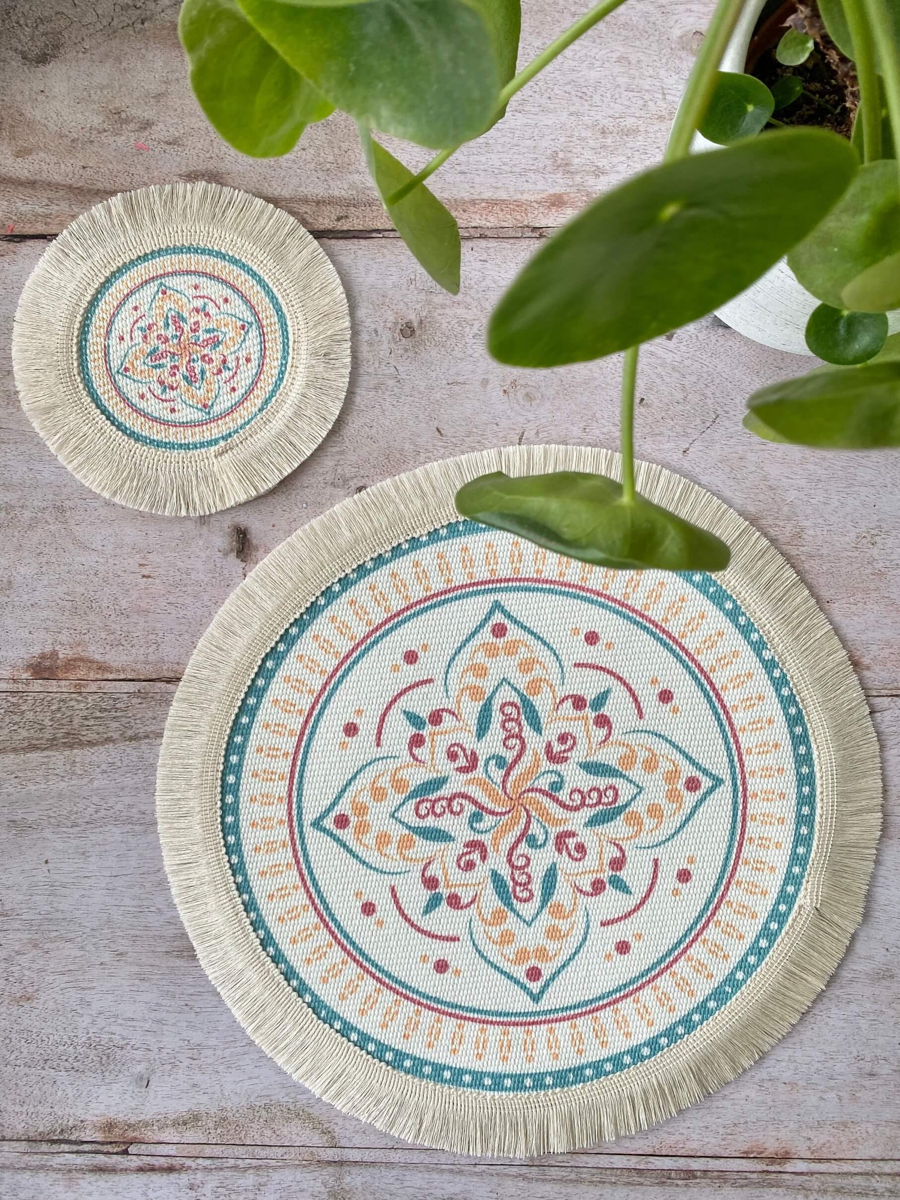 Woven Cotton Placemat With Tassel Woven Cotton Coaster With Etsy UK