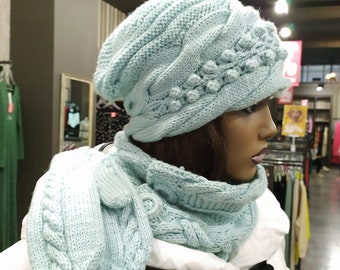 turquoise hat scarf and gloves set