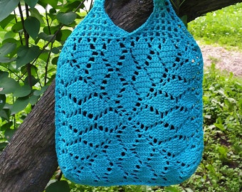 Handmade Crochet Handbag, Market Tote, Gift For Her, Ideal For Birthday Gift, Crochet Purse, Textured Tote Gift Bag For DAYMother's Day